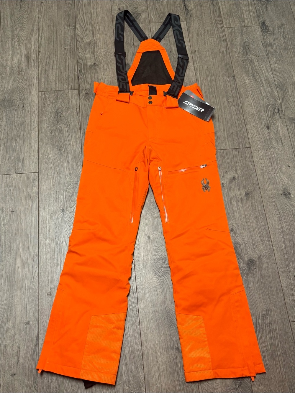 Spyder men’s orange ski bibs dare pants water resistant nwt size small